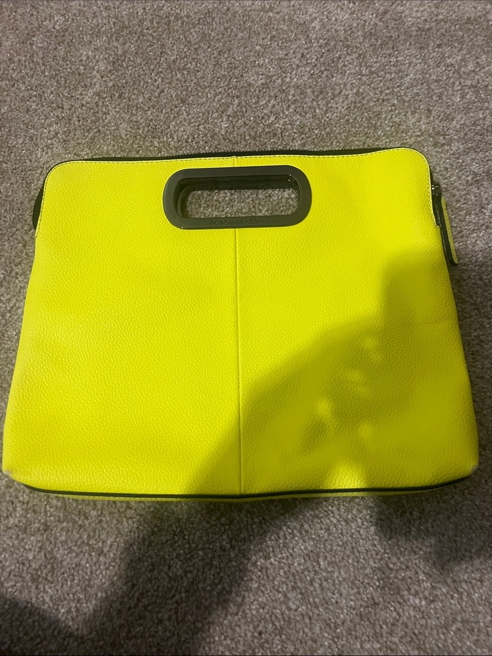 Vibrant Yellow Pebbled Wristlet Clutch with Cutout Handle